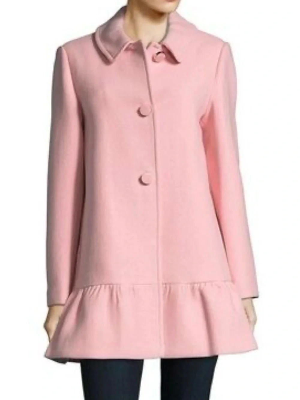 Kate Spade Pink Tailored Peplum Hem Coat - M